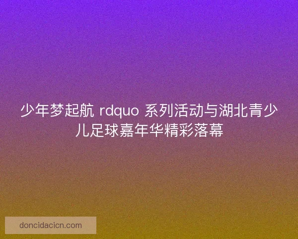 少年梦起航 rdquo 系列活动与湖北青少儿足球嘉年华精彩落幕