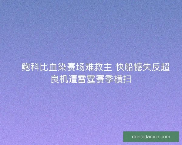 🏀鲍科比血染赛场难救主 快船憾失反超良机遭雷霆赛季横扫